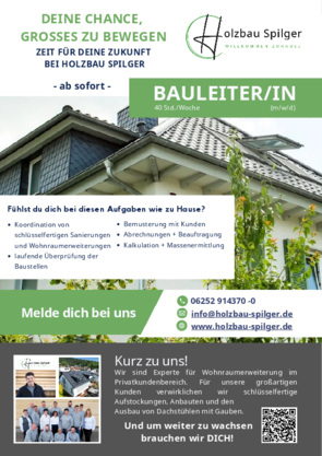 Holzbau_Spilger_Stellenausschreibung_Bauleiter